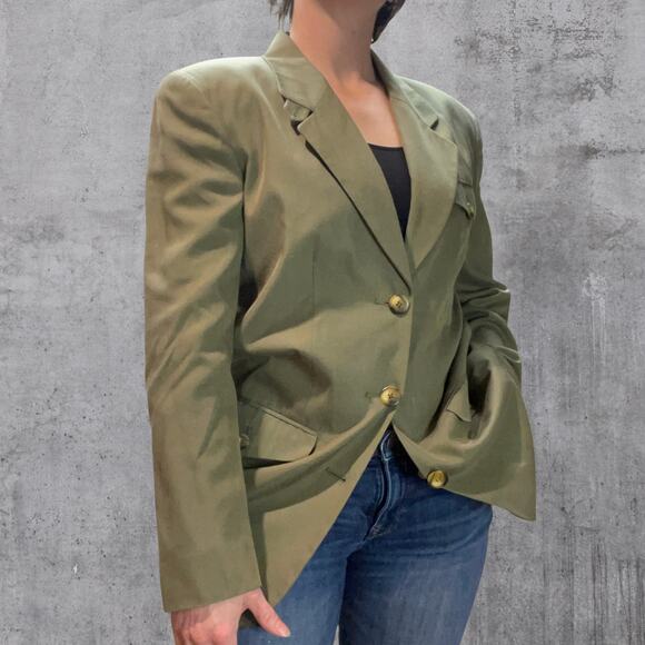 Vintage Women's Blazer Military Army Green - Grunge - 3 Pockets - Women's 6 EUC - Picture 5 of 10